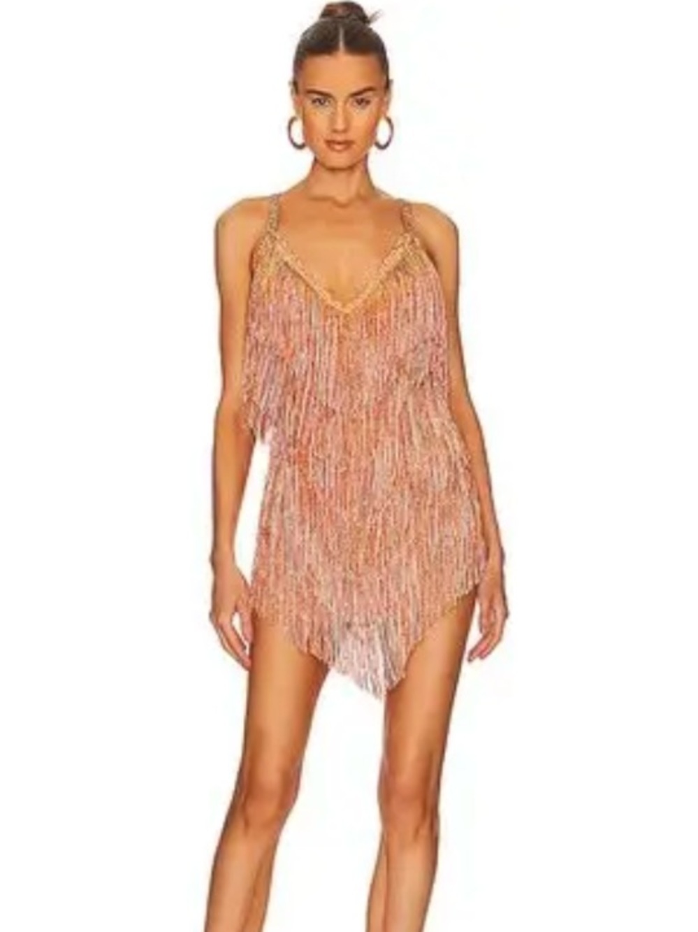 NWT Bronx & Banco Barbie Sequin Metallic Fringe Sheath Mini Dress Pink Small